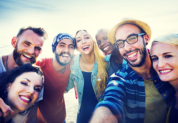 group of people taking a selfie