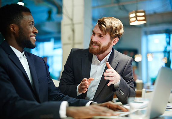 Two businessmen talking