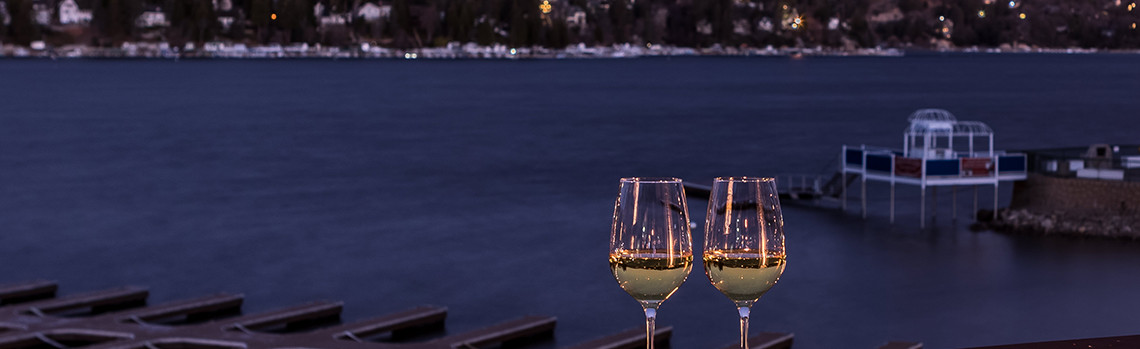 Wine glasses on the dock