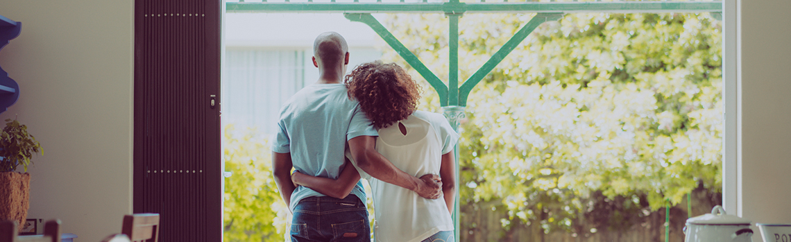 Couple enjoying their backyard