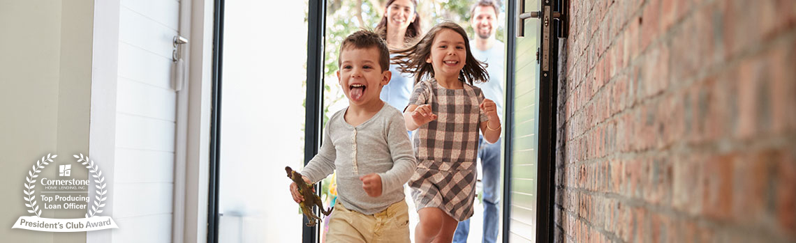 Excited children arriving home