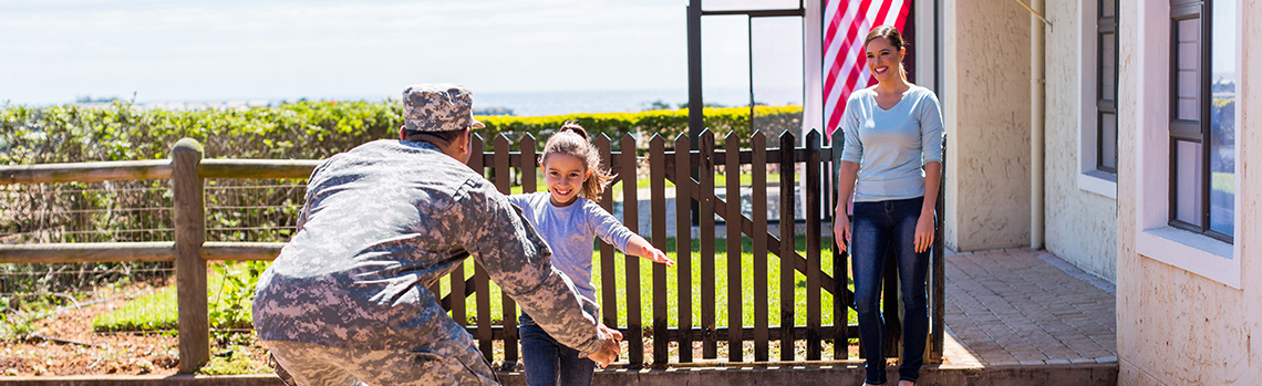 Veteran arriving home to greet his family
